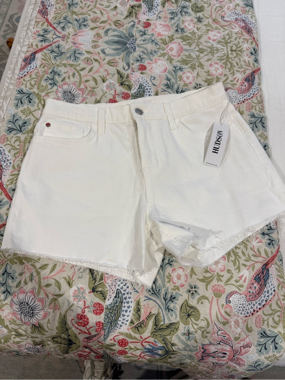 Grace White Denim Frayed Hem Jean Shorts